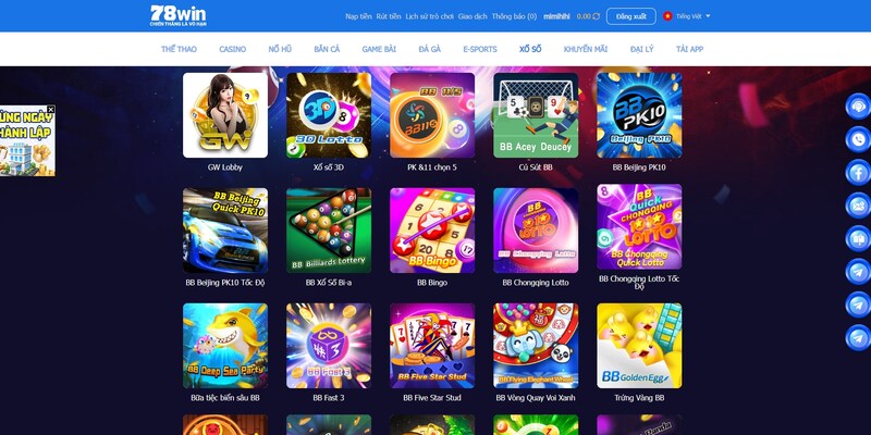 78win 17 Vô vàng sảnh xổ số cực hot cho bạn tham gia